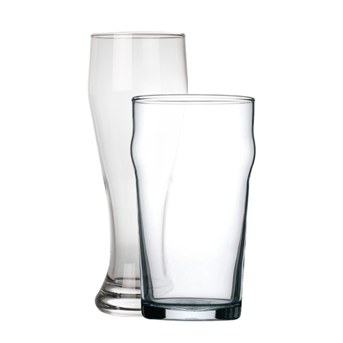 Tall and standard pint glasses