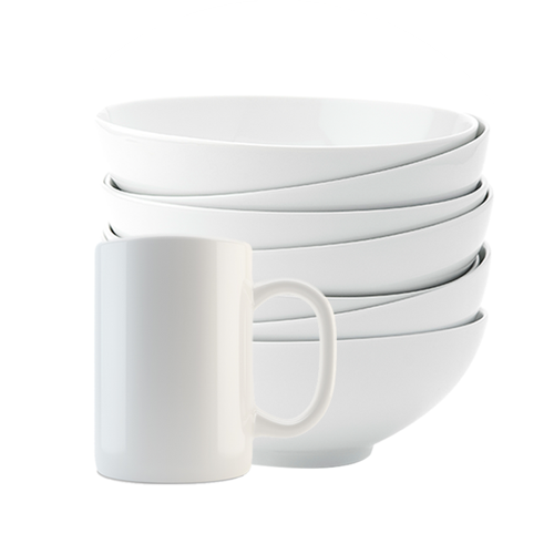 Stack of bowls and a mug