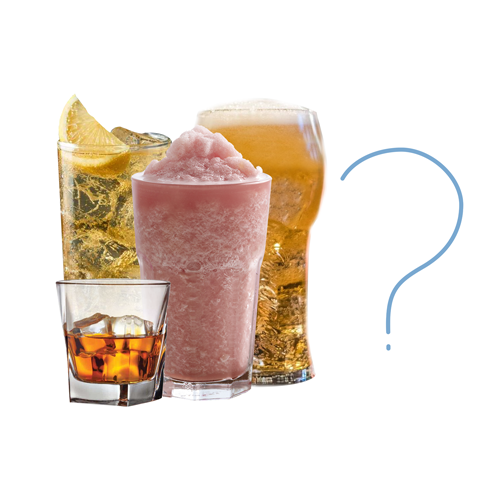 various drinks with a question mark