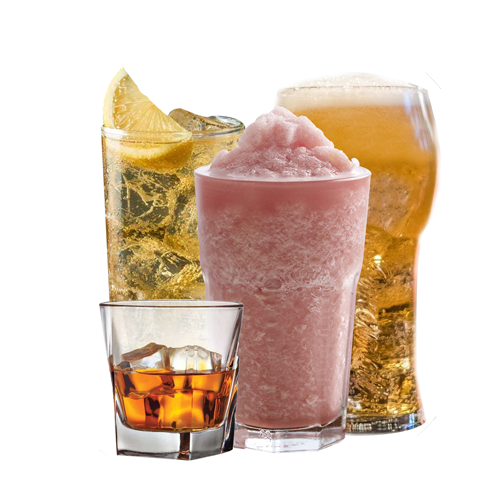 Various drinks with ice